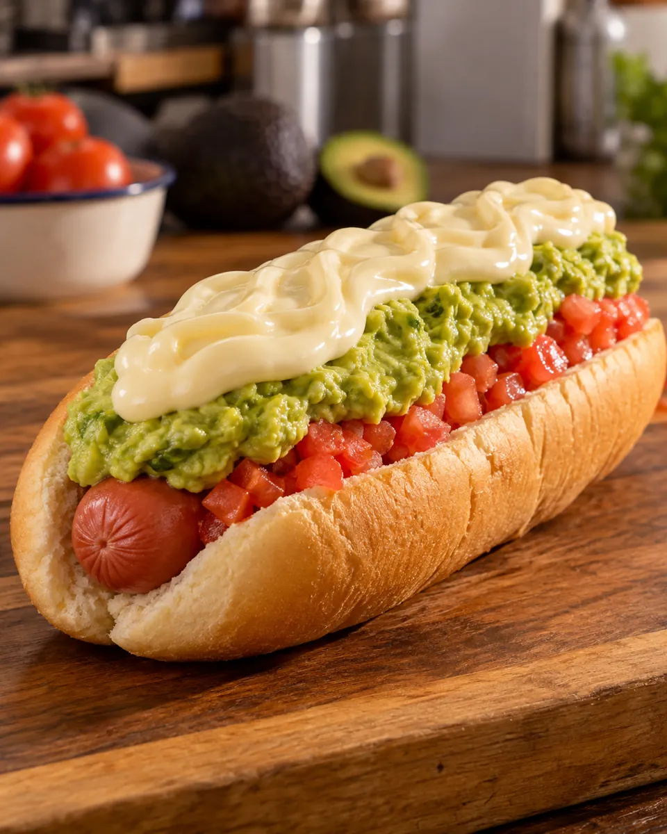 Completo italiano con vienesa, tomate, palta y mayonesa